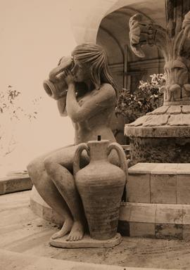 Auberge de Castille, Detail of Fountain in Courtyard - 1973