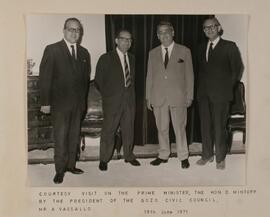 Courtesy visit on the Prime Minister by the Gozo Civic Council; Prime Minister Mr. Dom. Mintoff, second from left; Mr. A. Vassallo, President., Gozo Civic Council; Dr. Anton Buttigieg, Deputy Prime Minister