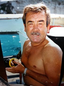 Ettore Raffi on his boat