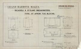 Grand Harbour Malta - Ricasoli & St. Elmo. Breakwaters - Type of Apron Toe Blocks.