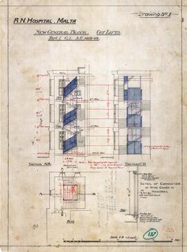 Royal Naval Hospital - New General Block Cot Lifts Part 1 G.1. AE 1902-1903