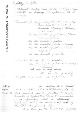 Minutes of Cabinet Meeting held on 17 September 1962
