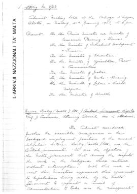 Minutes of Cabinet Meeting held on 21 January 1963
