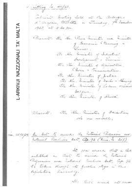 Minutes of Cabinet Meeting held on 7 November 1963