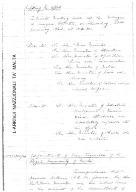 Minutes of Cabinet Meeting held on 23 January 1964