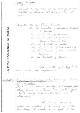 Minutes of Cabinet Meeting held on 18 February 1964