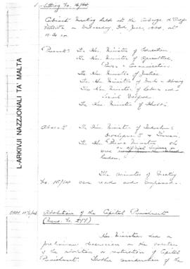 Minutes of Cabinet Meeting held on 3 June 1964