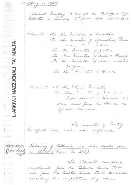 Minutes of Cabinet Meeting held on 9 June 1964