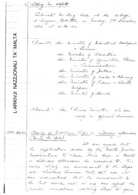 Minutes of Cabinet Meeting held on 7 December 1964