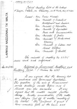 Minutes of Cabinet Meeting held on 25 March 1965