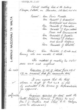Minutes of Cabinet Meeting held on 8 April 1965