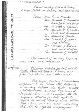 Minutes of Cabinet Meeting held on 20 April 1965