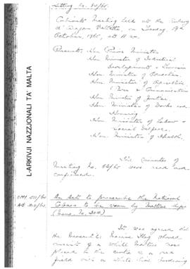 Minutes of Cabinet Meeting held on 19 October 1965