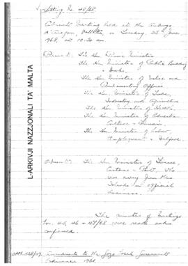 Minutes of Cabinet Meeting held on 25 June 1968