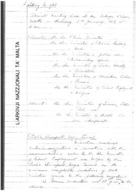 Minutes of Cabinet Meeting held on 2 January 1969