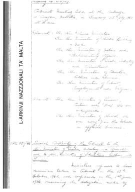 Minutes of Cabinet Meeting held on 15 July 1969