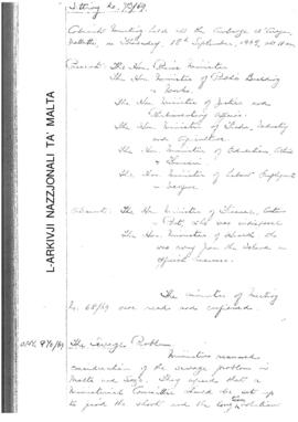 Minutes of Cabinet Meeting held on 18 September 1969