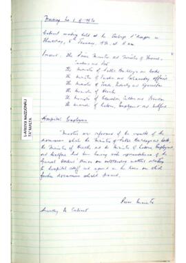 Minutes of Cabinet Meeting held on 8 January 1970