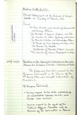 Minutes of Cabinet Meeting held on 2 March 1971