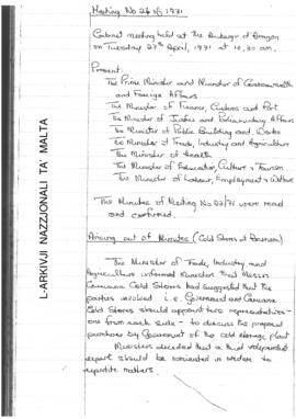 Minutes of Cabinet Meeting held on 24 April 1971