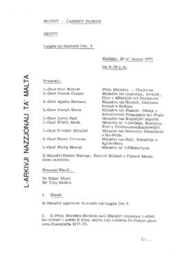 Minutes of Cabinet Meeting held on 20 January 1977