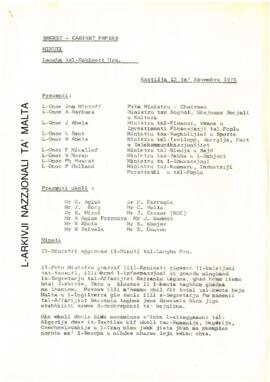 Minutes of Cabinet Meeting held on 13 November 1978