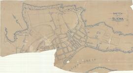 Plan of Sliema showing in red the measurments from land survey.