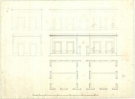 Plan, front elevation and section of the proposed railway station in Birchircara.